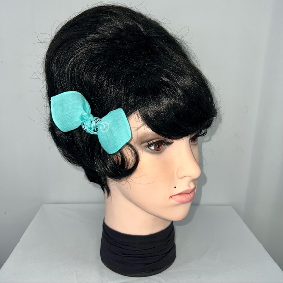 Teal Paisley Rockabilly Bandana Knotted Hair Bow - Picture 3 of 11